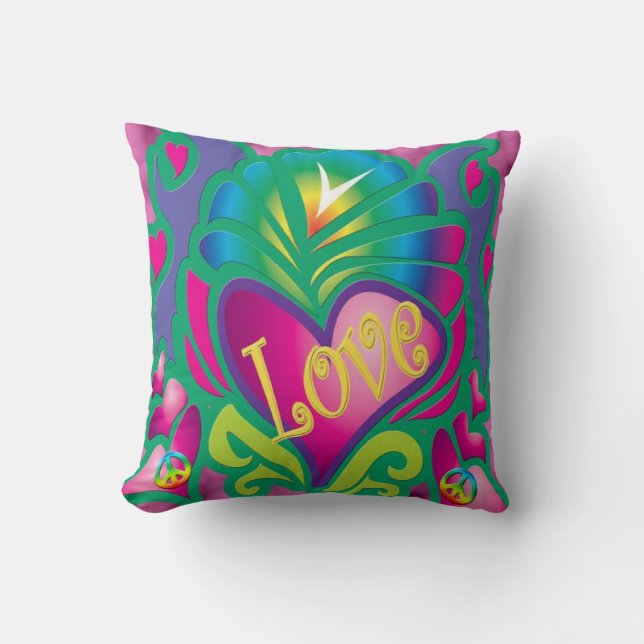 Almofada Estilo Retroativo de Paz e Amor (Frente)