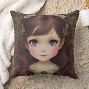 Almofada Estilo Vintage Bonito e Adorável Chibi Kawaii Raiz
