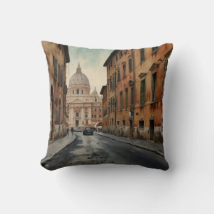 Almofada Estilo Vintage Roma Viagem Italiana Aquarela