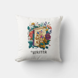 Almofada Estilo Vitoriano Escritor, livro e flores