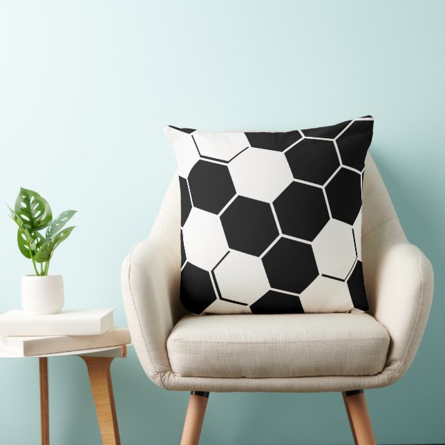 Almofada Estiloso Hexágono Geométrico Branco e Preto (Cadeira)