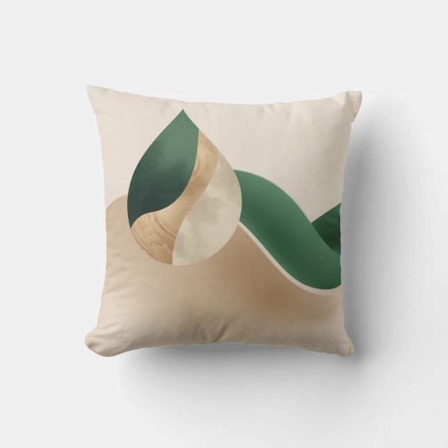 Almofada Estiloso Teardrop Wave Bege e Verde  (Frente)