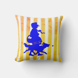 Almofada Estirpe Branca Amarelo Cachorro Azul Silhueta