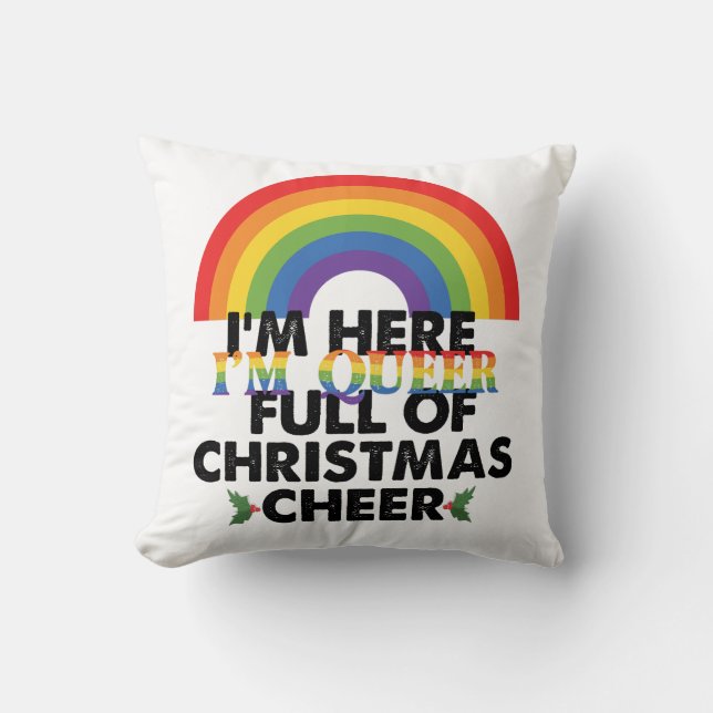 Almofada Estou aqui, sou queer e estou cheio de espírito na (Frente)
