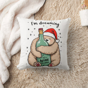 Almofada Estou sonhando com um Natal de vinho