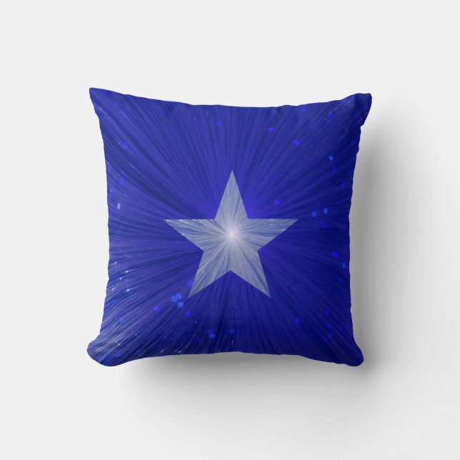 Almofada Estrela azul escuro quadrado impresso do (Frente)