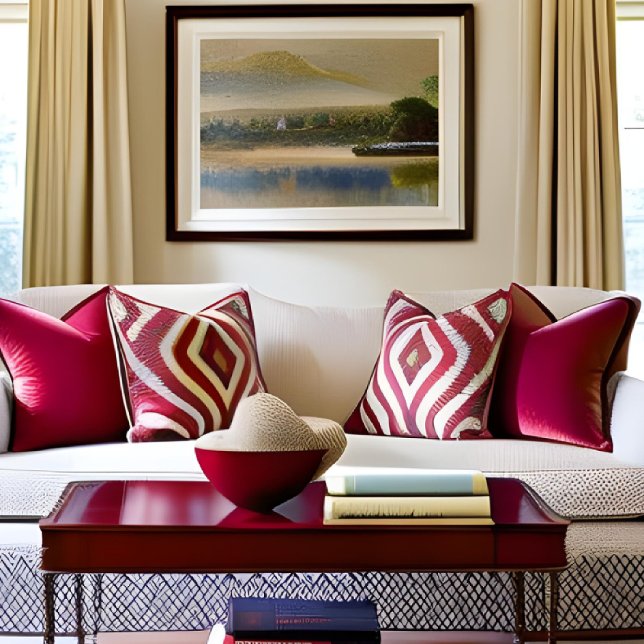 Almofada Estrela branca e vermelha brilhante (Criador carregado)