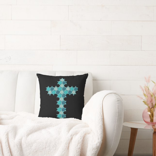 Almofada Estrela da Illusão Óptica Azul de David Star (Sofá)