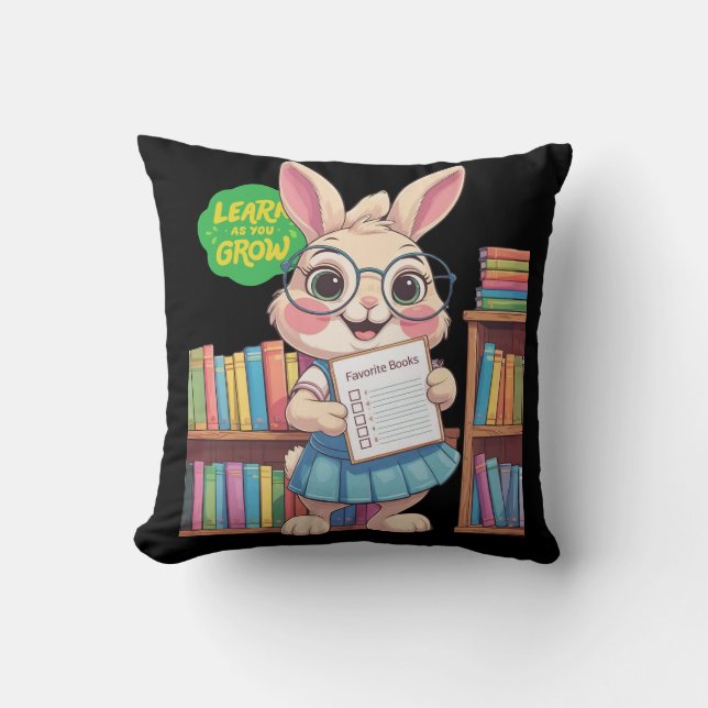 Almofada 🐰📚 Estrela de Bibliotecário em Treinamento - Edi (Frente)