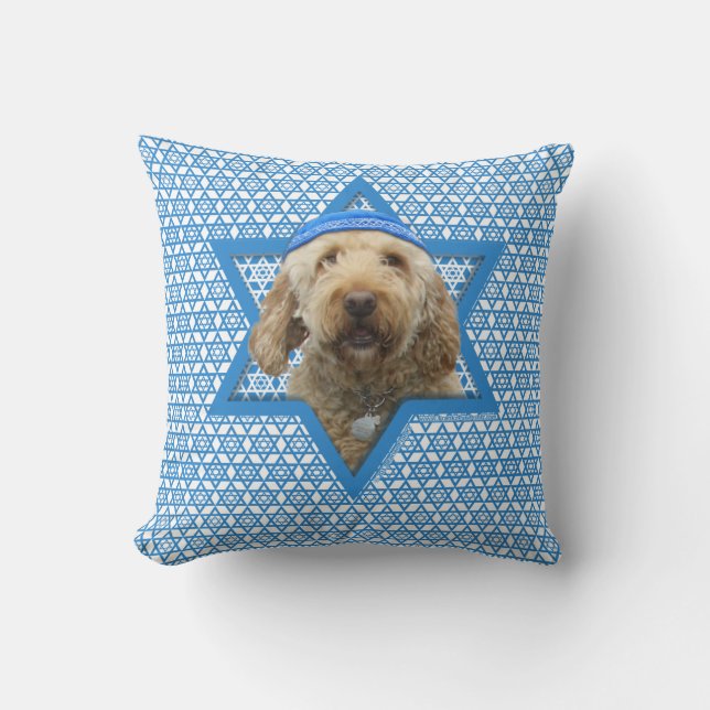 Almofada Estrela de David de Hanukkah - GoldenDoodle (Frente)
