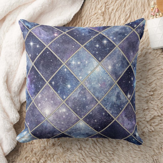 Almofada Estrela de Treliça de Diamante Celestial Azul Mari (Cobertor)