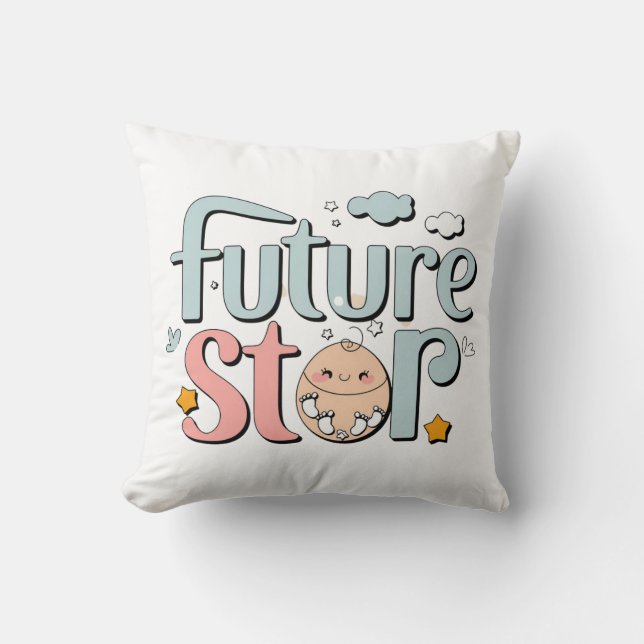 Almofada Estrela do Futuro - Pegadas de Bebê Bonitas (Frente)