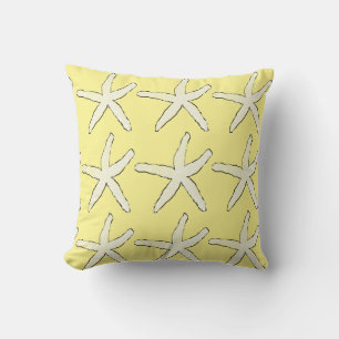 Almofada Estrela-do-mar Amarelo Padrão Branco Elegante Prai