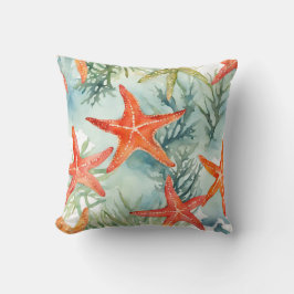 Almofada Estrela-do-mar Aquarela Oceano Costeiro