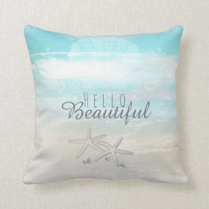 Almofada Estrela do Mar Branca da Praia Elegante Chic Tropi
