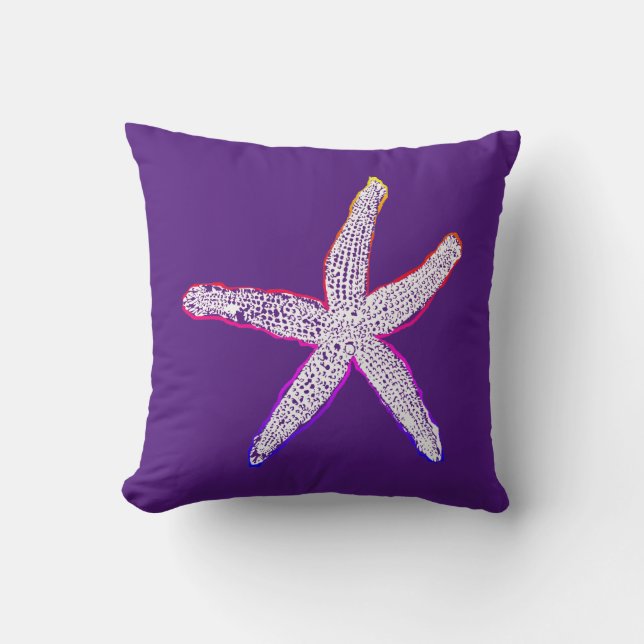 Almofada Estrela-do-mar Rosa Roxo Presente Personalizado Di (Frente)