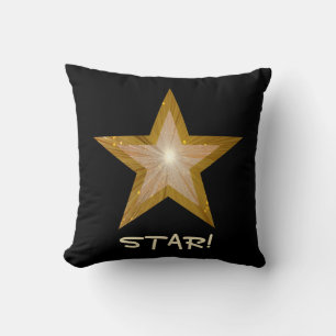Almofada Estrela "Dourado" "ESTRELA!" preto quadrado do