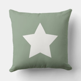 Almofada Estrela e iniciais Verde sálvia moderno e branco