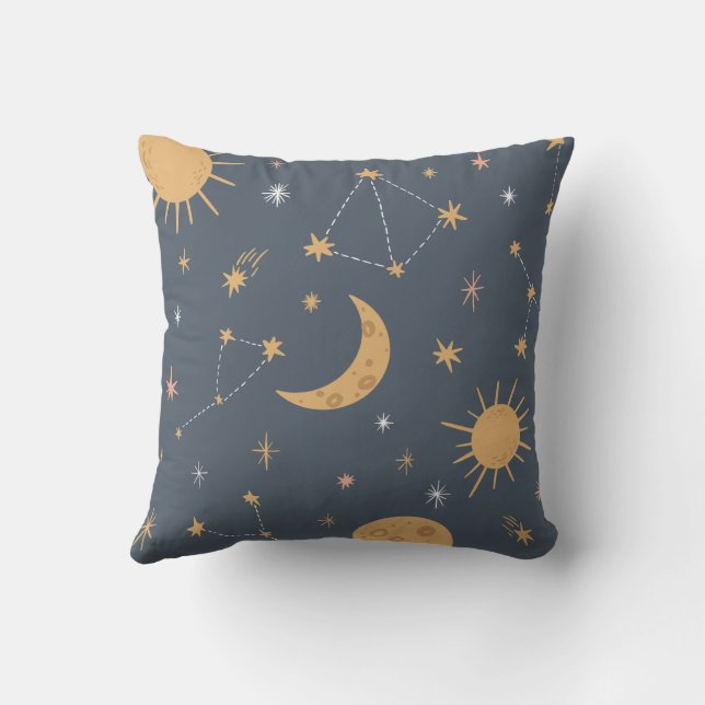 Almofada Estrela Ilustrada Desenhada à Mão da cinza (Verso)