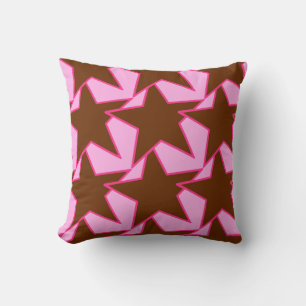 Almofada Estrela moderna geométrica - marrom escuro e rosa