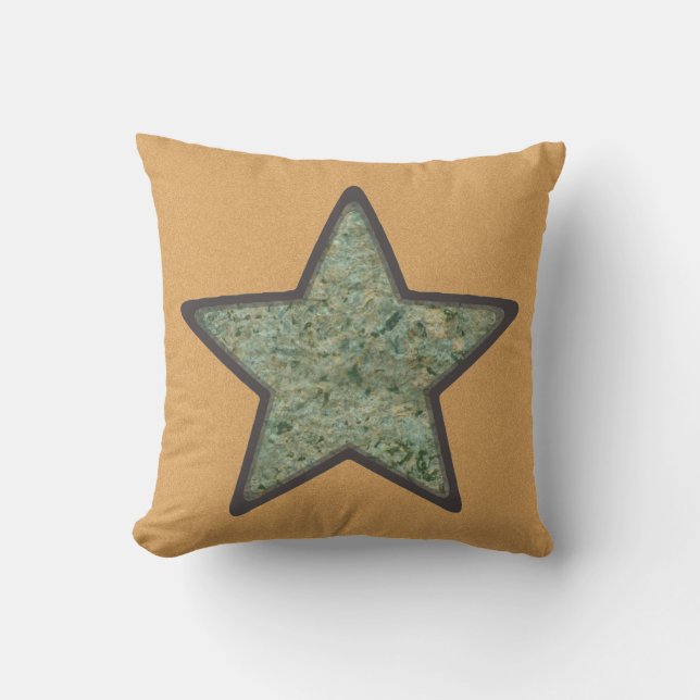 Almofada Estrela Verde Geológica em Cor Personalizada (Frente)