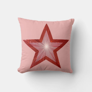 Almofada Estrela Vermelha quadrada grande e pequena rosa pá