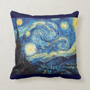 Almofada Estrelado-Noite azul da estrela de Gogh da