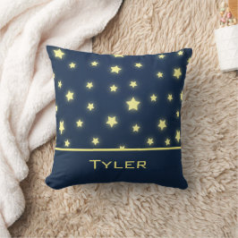 Almofada Estrelas Amarelas Luminosas em Azul Marinho | Pers