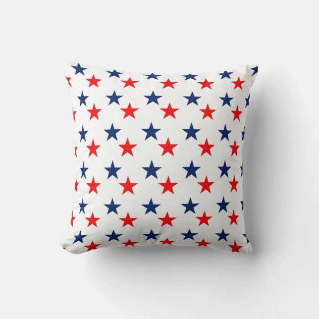 Almofada Estrelas Azuis Vermelho Branco Decorrido (Frente)