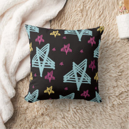 Almofada Estrelas Balançando Rosa Azul Preto