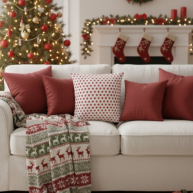 Almofada Estrelas brilhantes vermelhas (Criador carregado)