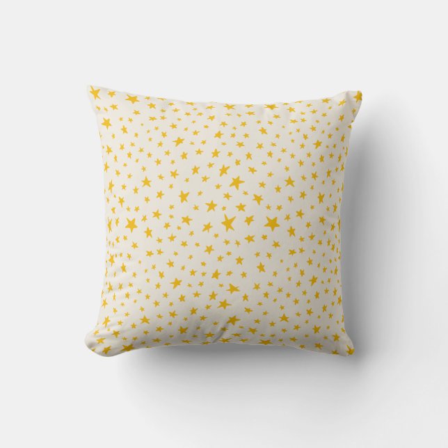 Almofada Estrelas cintilantes amarelo dourado e creme (Frente)