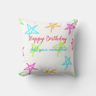Almofada Estrelas coloridas feliz aniversário adicione text