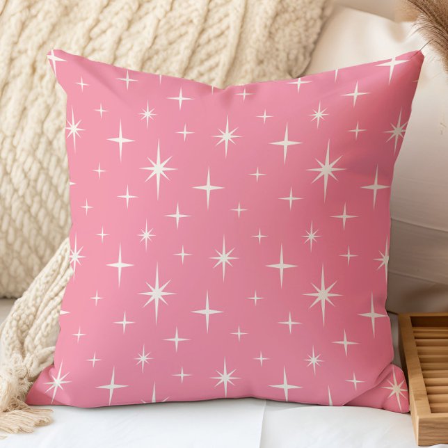 Almofada Estrelas Cor-de-Rosa Starburst Atômico Moderno de  (Criador carregado)