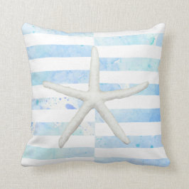 Almofada Estrelas de Aquarelas de Praia Laranja Azul Estimu