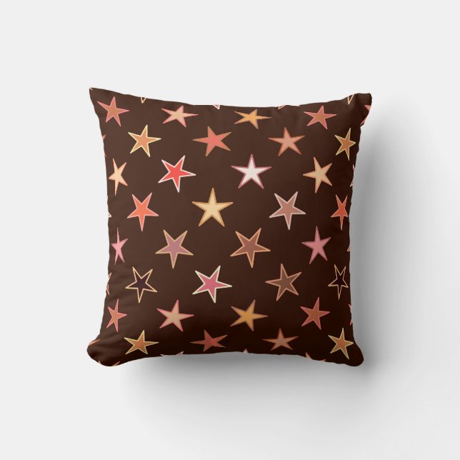 Almofada Estrelas de Brilho Moderno, Castanho de Chocolate  (Frente)