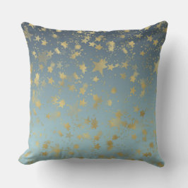 Almofada Estrelas de ouro Douradas Azul Aqua