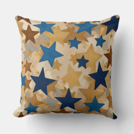 Almofada Estrelas Douradas de Azul e Bronze