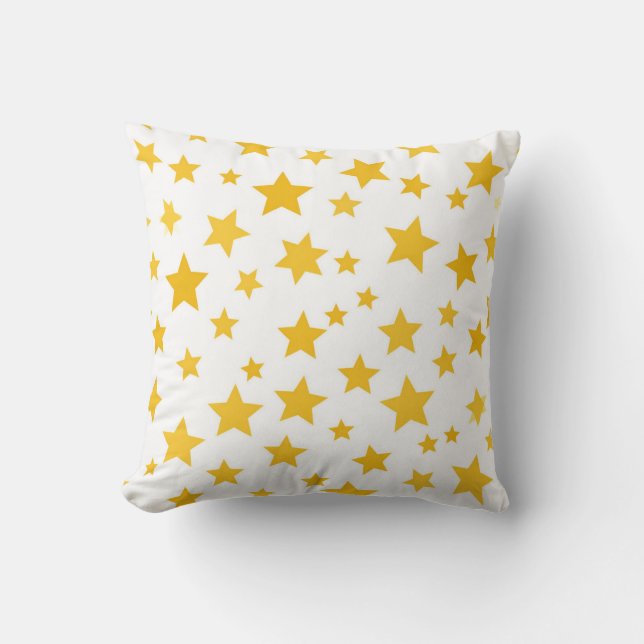 Almofada estrelas douradas em fundo branco (Frente)