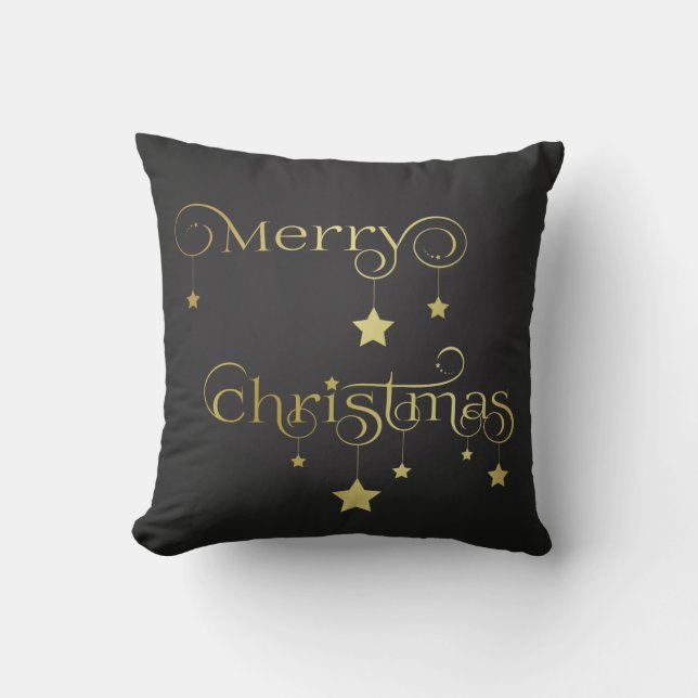 Almofada Estrelas Douradas Feliz Natal (Frente)