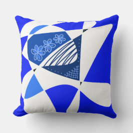 Almofada Estrelas E Banhas De abstrato: Branco Azul