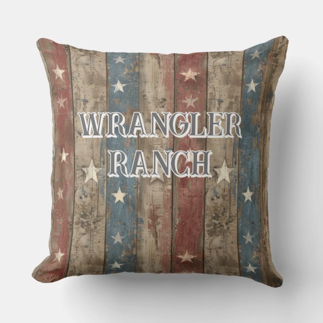 Almofada Estrelas e faixas CHURRASCO de texto editável (Frente)