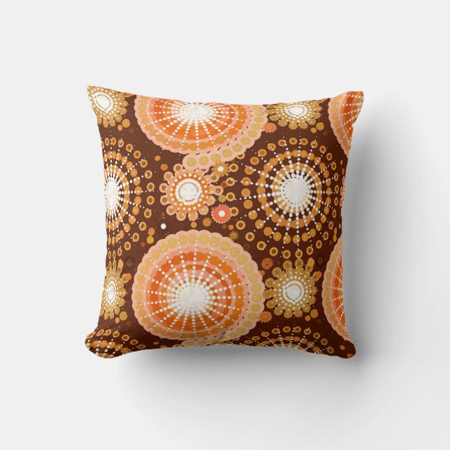 Almofada Estrelas e pineiras, chocolate castanho e bronzead (Frente)