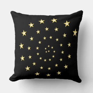 Almofada Estrelas Elegantes em Espiral sobre o Preto