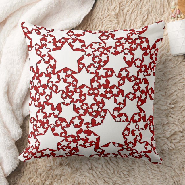 Almofada Estrelas, Estrelas, Estrelas em Vermelho e Branco (Cobertor)