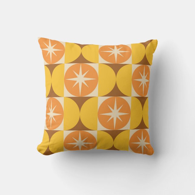 Almofada Estrelas Explodindo em Círculos Laranja Amarelo de (Frente)