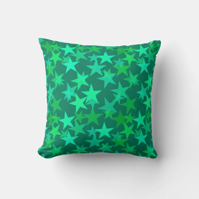 Almofada Estrelas Geométricas Modernas, Emerald e Mint Gree (Frente)