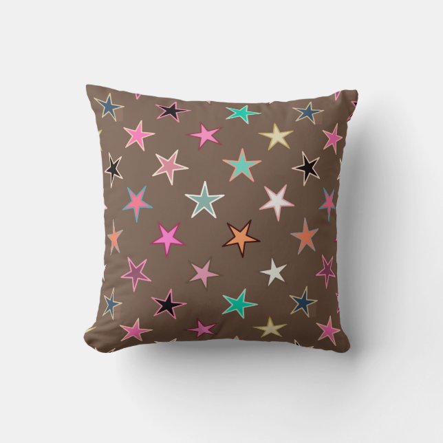 Almofada Estrelas Modernas, Taupe Tan e Pastas Múltiplas (Frente)