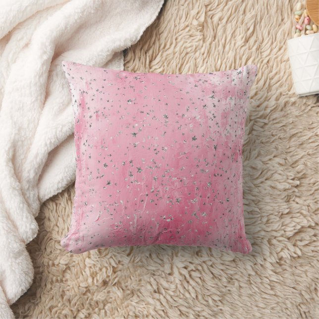 Almofada Estrelas Prateadas Rosa   (Cobertor)