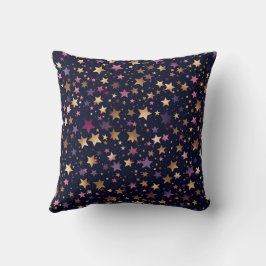 Almofada Estrelas roxas e Douradas no Travesseiro decorativ